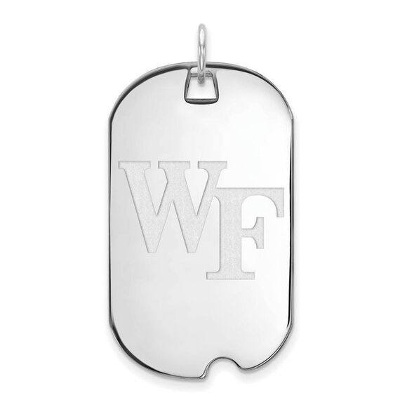 10k White Gold Wake Forest U. Large 'WF' Dog Tag Pendant